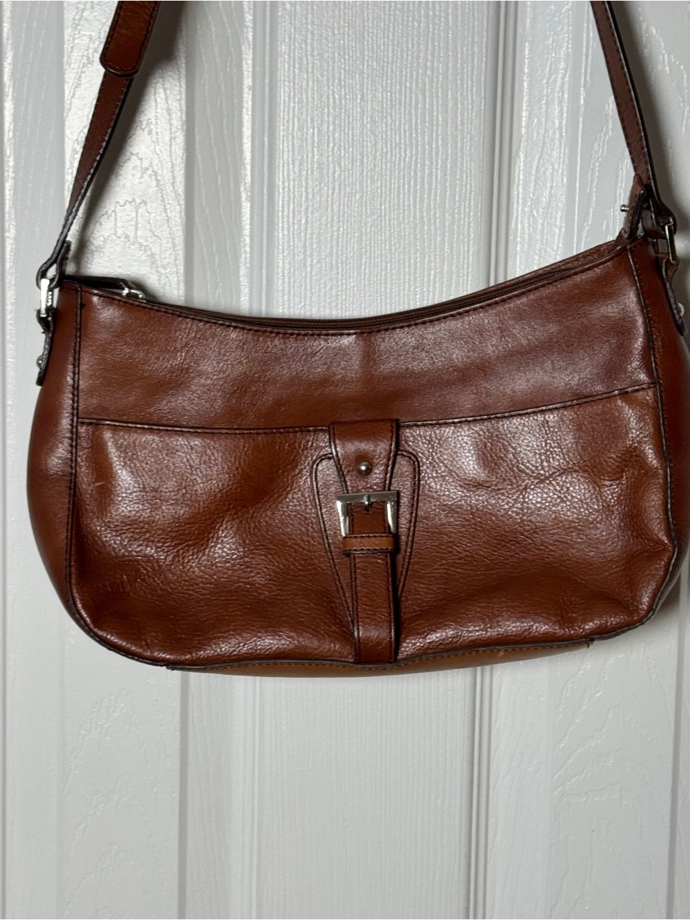 Vintage Etienne Aigner Brown Leather Buckle Accent Shoulder Bag Hobo
